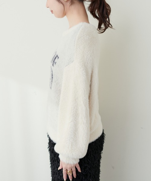 natural couture(ナチュラルクチュール)の「フェザーヤーンロゴニット(ニット/セーター・レディース・アイボリー/ライトグレー/チャコールグレー・FREE)」の21枚目の写真