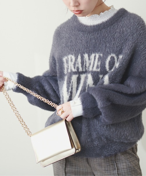 natural couture(ナチュラルクチュール)の「フェザーヤーンロゴニット(ニット/セーター・レディース・アイボリー/ライトグレー/チャコールグレー・FREE)」の11枚目の写真