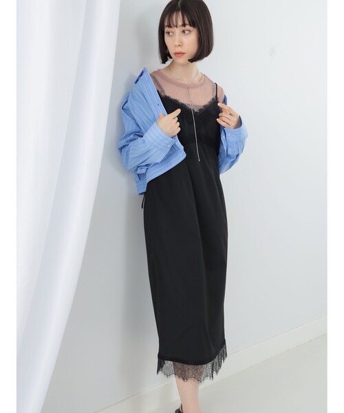 Ray BEAMS（レイビームス）の「Ray BEAMS / レース トリム キャミ ワンピース（ワンピース・レディース・ブラック/グレー・0/1）」の13枚目の写真