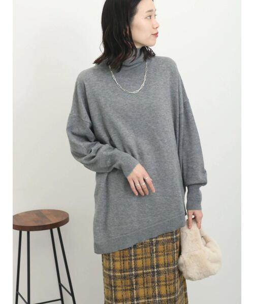 Samansa Mos2 blue（サマンサモスモスブルー）の「◎アシンメトリータートルニット（ニット/セーター・レディース・ブラック/ブルー/グレー・F）」の3枚目の写真