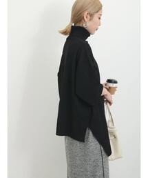 Samansa Mos2 blue | ◎アシンメトリータートルニット(ニット/セーター)