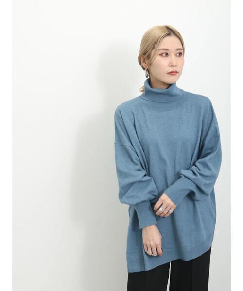Samansa Mos2 blue（サマンサモスモスブルー）の「◎アシンメトリータートルニット（ニット/セーター・レディース・ブラック/ブルー/グレー・F）」の4枚目の写真