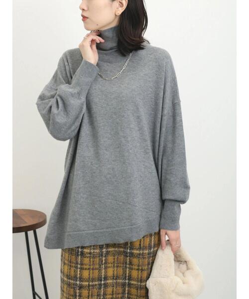 Samansa Mos2 blue（サマンサモスモスブルー）の「◎アシンメトリータートルニット（ニット/セーター・レディース・ブラック/ブルー/グレー・F）」の6枚目の写真