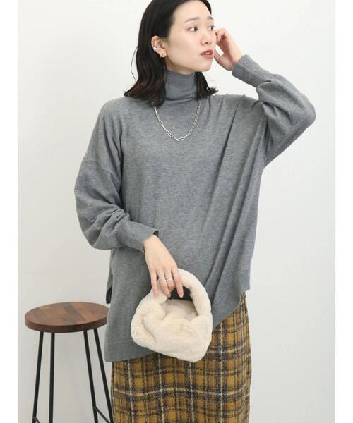 Samansa Mos2 blue（サマンサモスモスブルー）の「◎アシンメトリータートルニット（ニット/セーター・レディース・ブラック/ブルー/グレー・F）」の7枚目の写真