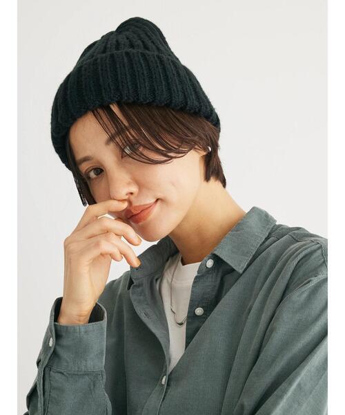 Green　Parks（グリーンパークス）の「・モヘアライクワッチ（ニットキャップ/ビーニー・レディース・モカ/ブルー/アイボリー/ブラック・FREE）」の2枚目の写真