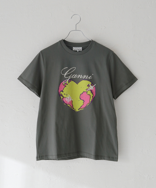 GANNI(ガニー)の「【GANNI / ガニー】Basic Jersey Heart Relaxed T-shirt:Tシャツ(Tシャツ/カットソー・レディース・ブラック・SMALL)」の1枚目の写真