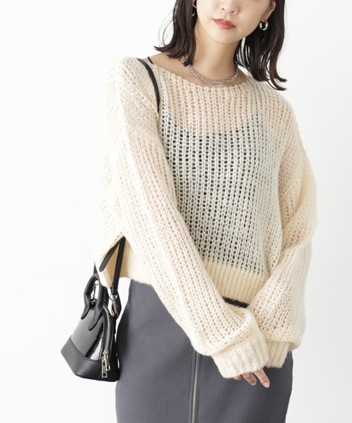 FREE'S MART（フリーズマート）の「◇シアーモヘヤライクニット（ニット/セーター・レディース・ホワイト/オレンジ/グレー/ブルー・FREE）」の6枚目の写真