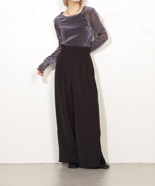 Lui's(ルイス)の「ハイウエストサイドベンツスリットワイドパンツ(その他パンツ・レディース・オフホワイト/ブラック・FREE)」の3枚目の写真