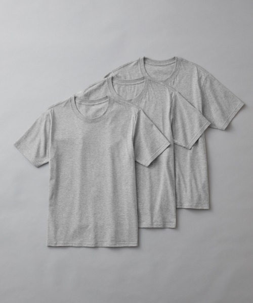 GUNZE（グンゼ）の「GUNZE BASIC/グンゼベーシック　天竺クルーネックTシャツ　3枚組（インナーウェア/肌着・メンズ・ホワイト/ブラック/杢グレー/その他1・MEDIUM/X-LARGE/LARGE）」の3枚目の写真