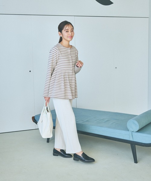 mysty woman(ミスティウーマン)の「バックルベルトストレートパンツ 104446(その他パンツ・レディース・イエロー系その他/ブラック/アイボリー・FREE)」の6枚目の写真