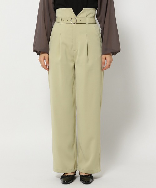 mysty woman(ミスティウーマン)の「バックルベルトストレートパンツ 104446(その他パンツ・レディース・イエロー系その他/ブラック/アイボリー・FREE)」の8枚目の写真
