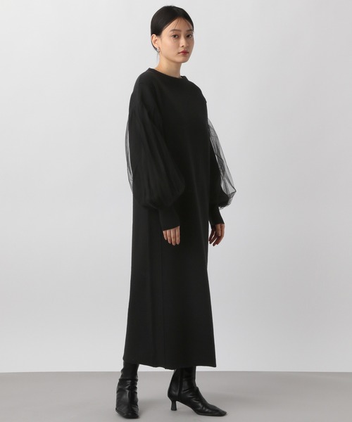 A part by（アパートバイ）の「ソデチュールドッキングニットワンピース（ワンピース・レディース・ブラック/チャコールグレー/アイボリー・FREE）」の15枚目の写真