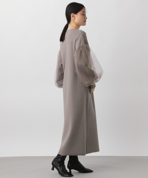 A part by（アパートバイ）の「ソデチュールドッキングニットワンピース（ワンピース・レディース・ブラック/チャコールグレー/アイボリー・FREE）」の18枚目の写真