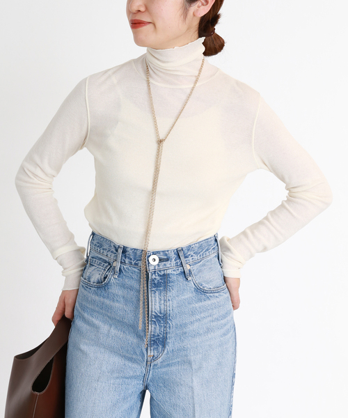 VERMEIL par iena(ヴェルメイユパーイエナ)の「ソフトベールコットンタートルプルオーバー(Tシャツ/カットソー・レディース・ブラック/アイボリー・FREE)」の11枚目の写真
