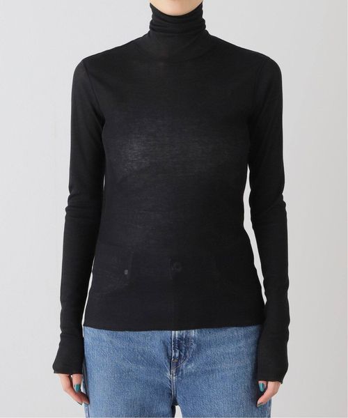 VERMEIL par iena(ヴェルメイユパーイエナ)の「ソフトベールコットンタートルプルオーバー(Tシャツ/カットソー・レディース・ブラック/アイボリー・FREE)」の22枚目の写真