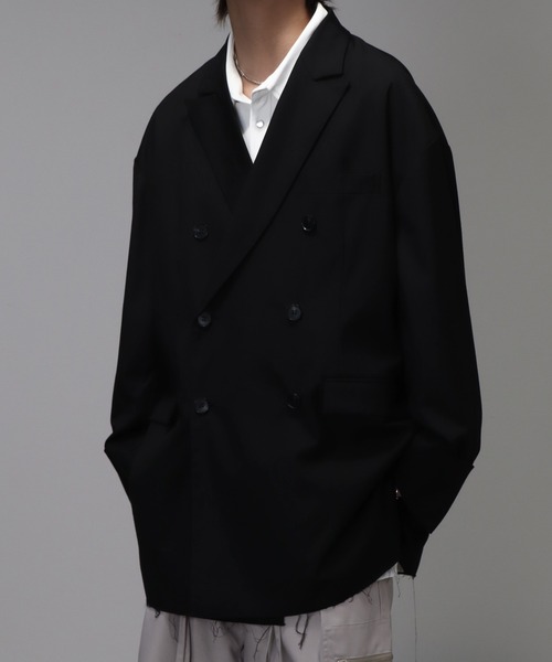 welise（ウェライズ）の「【welise/ウェライズ】グレイスフルTR ワイドロールカフス オーバーテーラードジャケット（テーラードジャケット・メンズ・ダークベージュ/ブラック/チャコールグレー・M/L）」の6枚目の写真