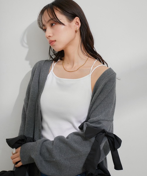 VIS（ビス）の「カップ付きキャミソール【洗える】（キャミソール・レディース・ホワイト/ブラック・FREE）」の5枚目の写真