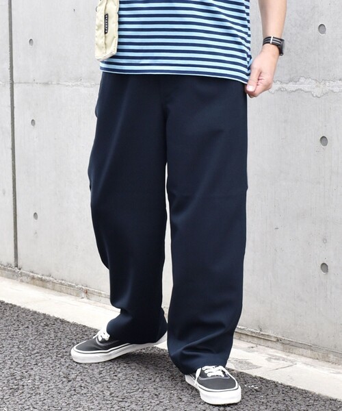 SHIPS any(シップス エニィ)の「SHIPS any: 〈手洗い可能〉ウールライク ワイド イージー パンツ (セットアップ対応)◇(その他パンツ・メンズ・ダークグレー/ネイビー・MEDIUM/LARGE)」の2枚目の写真