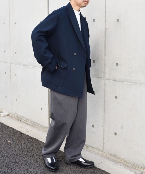 SHIPS any(シップス エニィ)の「SHIPS any: 〈手洗い可能〉ウールライク ワイド イージー パンツ (セットアップ対応)◇(その他パンツ・メンズ・ダークグレー/ネイビー・MEDIUM/LARGE)」の22枚目の写真