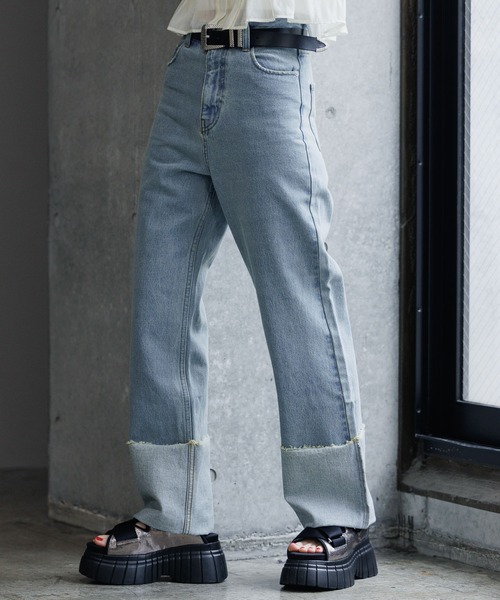 PAGEBOY(ページボーイ)の「WEB限定アイテム/ターンUPデニムパンツ(デニムパンツ・レディース・ネイビー/ブルー・25inch/26inch)」の19枚目の写真