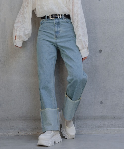 PAGEBOY(ページボーイ)の「WEB限定アイテム/ターンUPデニムパンツ(デニムパンツ・レディース・ネイビー/ブルー・25inch/26inch)」の16枚目の写真