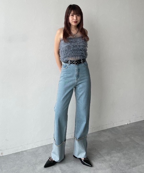 PAGEBOY(ページボーイ)の「WEB限定アイテム/ターンUPデニムパンツ(デニムパンツ・レディース・ネイビー/ブルー・25inch/26inch)」の15枚目の写真