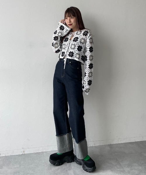 PAGEBOY(ページボーイ)の「WEB限定アイテム/ターンUPデニムパンツ(デニムパンツ・レディース・ネイビー/ブルー・25inch/26inch)」の7枚目の写真