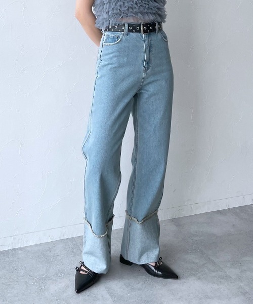 PAGEBOY(ページボーイ)の「WEB限定アイテム/ターンUPデニムパンツ(デニムパンツ・レディース・ネイビー/ブルー・25inch/26inch)」の13枚目の写真
