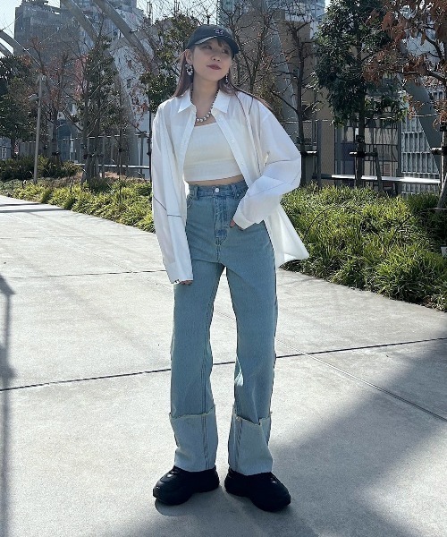 PAGEBOY(ページボーイ)の「WEB限定アイテム/ターンUPデニムパンツ(デニムパンツ・レディース・ネイビー/ブルー・25inch/26inch)」の17枚目の写真