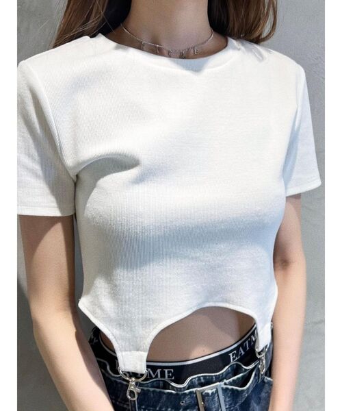 EATME（イートミー）の「ヘムデザインTシャツ（Tシャツ/カットソー・レディース・ブラック/オフホワイト・FREE）」の7枚目の写真