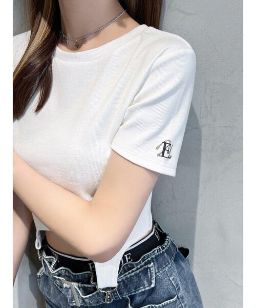 EATME（イートミー）の「ヘムデザインTシャツ（Tシャツ/カットソー・レディース・ブラック/オフホワイト・FREE）」の6枚目の写真