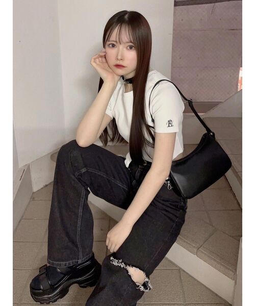 EATME（イートミー）の「ヘムデザインTシャツ（Tシャツ/カットソー・レディース・ブラック/オフホワイト・FREE）」の14枚目の写真