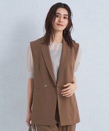 PE/PU ツイル テーラード ミドル ジレ -マシンウォッシャブル・ストレッチ・防シワ・UVカット-
