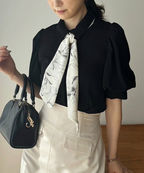 one after another NICE CLAUP（ワンアフターアナザーナイスクラップ）の「スカーフ付きブラウス【ZOZO限定商品】（シャツ/ブラウス・レディース・ホワイト系その他/ベージュ/ブラック/オフホワイト・FREE）」の1枚目の写真