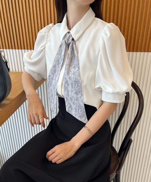 one after another NICE CLAUP（ワンアフターアナザーナイスクラップ）の「スカーフ付きブラウス【ZOZO限定商品】（シャツ/ブラウス・レディース・ホワイト系その他/ベージュ/ブラック/オフホワイト・FREE）」の21枚目の写真