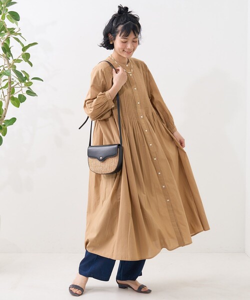 pot and tea カーキ インドピンタックワンピース FREAK'S STORE（フリークスストア）の「インド ピンタックワンピース