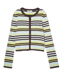 STRIPE KNIT FITTED CARDIGAN