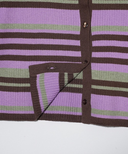 MILKFED.（ミルクフェド）の「STRIPE KNIT FITTED CARDIGAN（カーディガン/ボレロ・レディース・オレンジ/パープル/ライトブルー・ONE SIZE）」の5枚目の写真