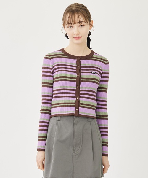 MILKFED.（ミルクフェド）の「STRIPE KNIT FITTED CARDIGAN（カーディガン/ボレロ・レディース・オレンジ/パープル/ライトブルー・ONE SIZE）」の12枚目の写真