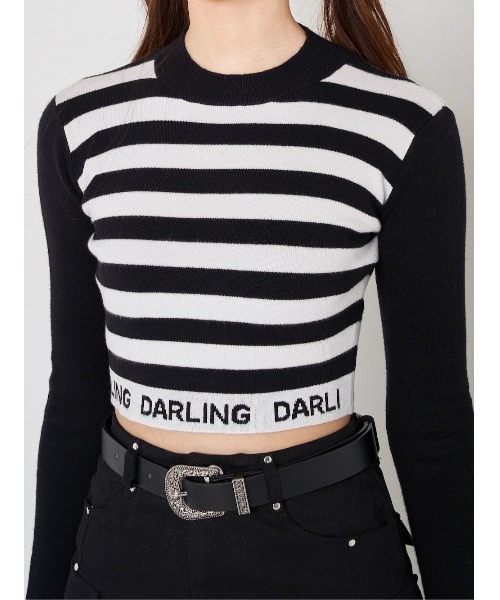 Darich - 新品タグ付き ダーリッチ Darlingラインジャガードニットトップス ブラック ボーダージャガードニットトップス（Tシャツ/カットソー