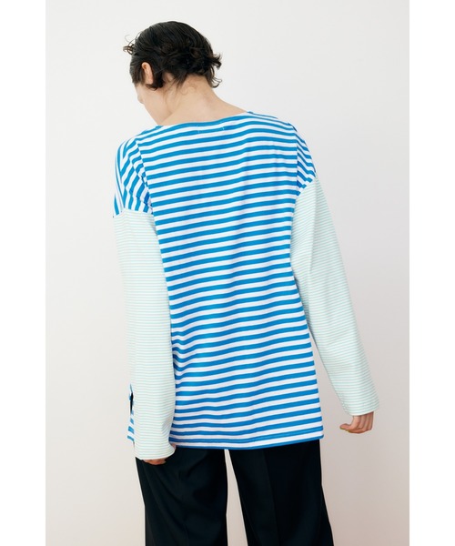HeRIN.CYE（ヘリンドットサイ）の「Over size border T-shirt　オーバーサイズボーダーTシャツ（Tシャツ/カットソー・レディース・ブルー/グリーン/ブラック・FREE）」の14枚目の写真