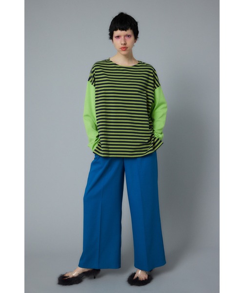 HeRIN.CYE（ヘリンドットサイ）の「Over size border T-shirt　オーバーサイズボーダーTシャツ（Tシャツ/カットソー・レディース・ブルー/グリーン/ブラック・FREE）」の9枚目の写真