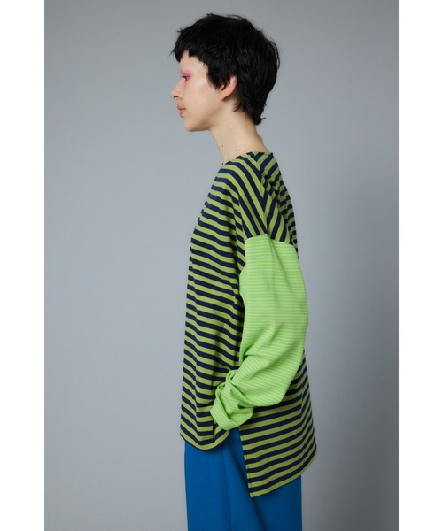 HeRIN.CYE（ヘリンドットサイ）の「Over size border T-shirt　オーバーサイズボーダーTシャツ（Tシャツ/カットソー・レディース・ブルー/グリーン/ブラック・FREE）」の13枚目の写真
