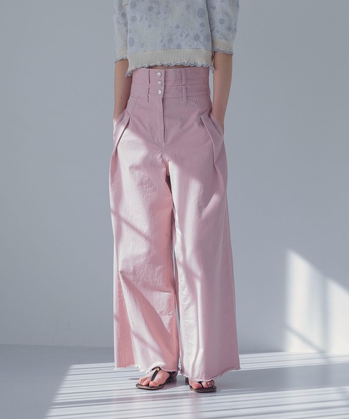 STUMBLY（スタンブリー）の「STUMBLY / high waist wide pants(ハイウエストワイドパンツ)（その他パンツ・レディース・ピンク・36/38）」の7枚目の写真