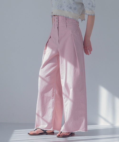 STUMBLY（スタンブリー）の「STUMBLY / high waist wide pants(ハイウエストワイドパンツ)（その他パンツ・レディース・ピンク・36/38）」の8枚目の写真