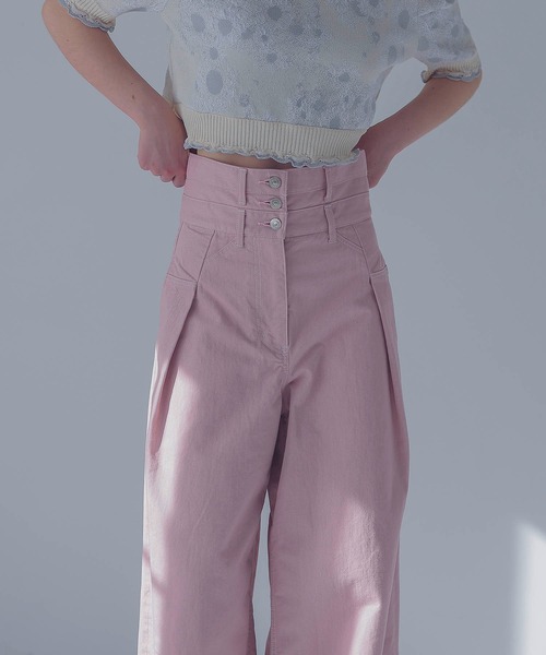 STUMBLY（スタンブリー）の「STUMBLY / high waist wide pants(ハイウエストワイドパンツ)（その他パンツ・レディース・ピンク・36/38）」の10枚目の写真