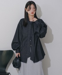 Kastane | 【2WAY/取り外し可能】デニムボウタイブラウス(シャツ/ブラウス)