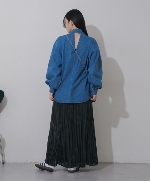 Kastane（カスタネ）の「【2WAY/取り外し可能】デニムボウタイブラウス（シャツ/ブラウス・レディース・ブラック/インディゴブルー・FREE）」の16枚目の写真