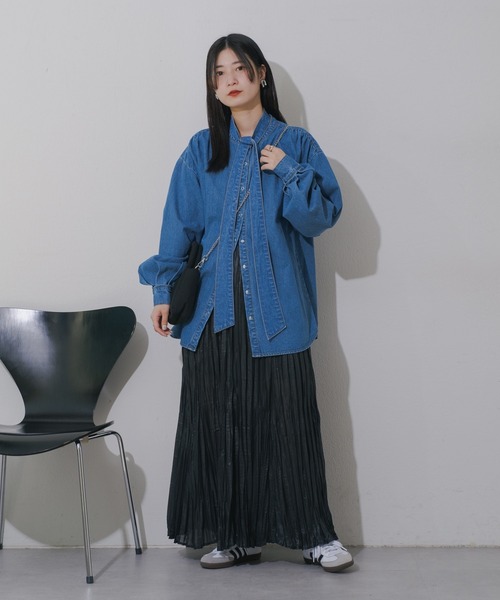 Kastane（カスタネ）の「【2WAY/取り外し可能】デニムボウタイブラウス（シャツ/ブラウス・レディース・ブラック/インディゴブルー・FREE）」の14枚目の写真