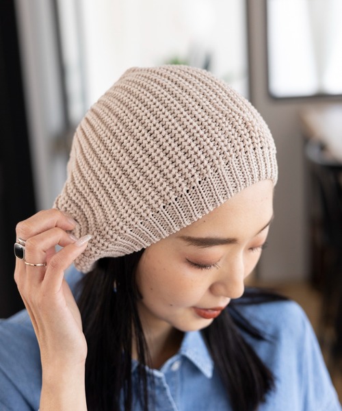 LEPSIM（レプシィム）の「サマーニットワッチ　110321（ハンチング/ベレー帽・レディース・ブラック/ベージュ・ONE SIZE）」の2枚目の写真